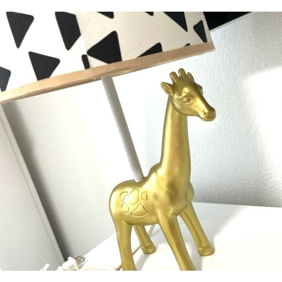 Giraffe Lamp Gold Base Black White Shade 10 x 17 - Picture 7 of 7